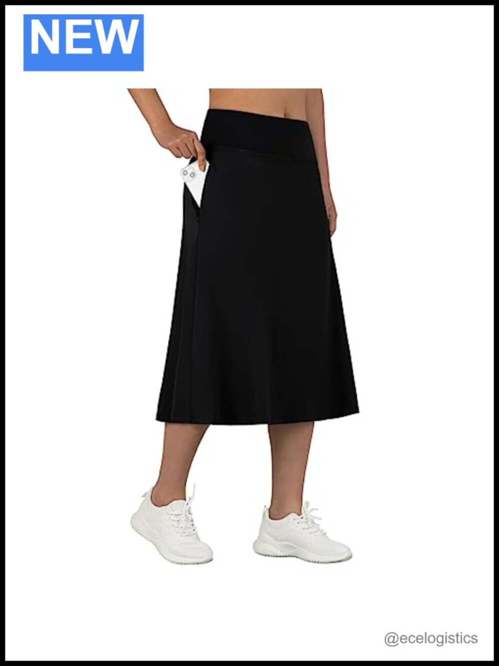 Women's Midi Skort with Pockets 28in Knee Length Athletic Skirt